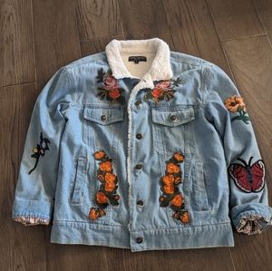 Central Park West Lined and Patched Jean Jacket